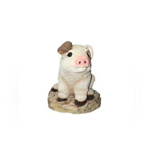 Handmade Vintage Smiling Pink Nose Ceramic Pig Figurine Grannycore, Cottage Core